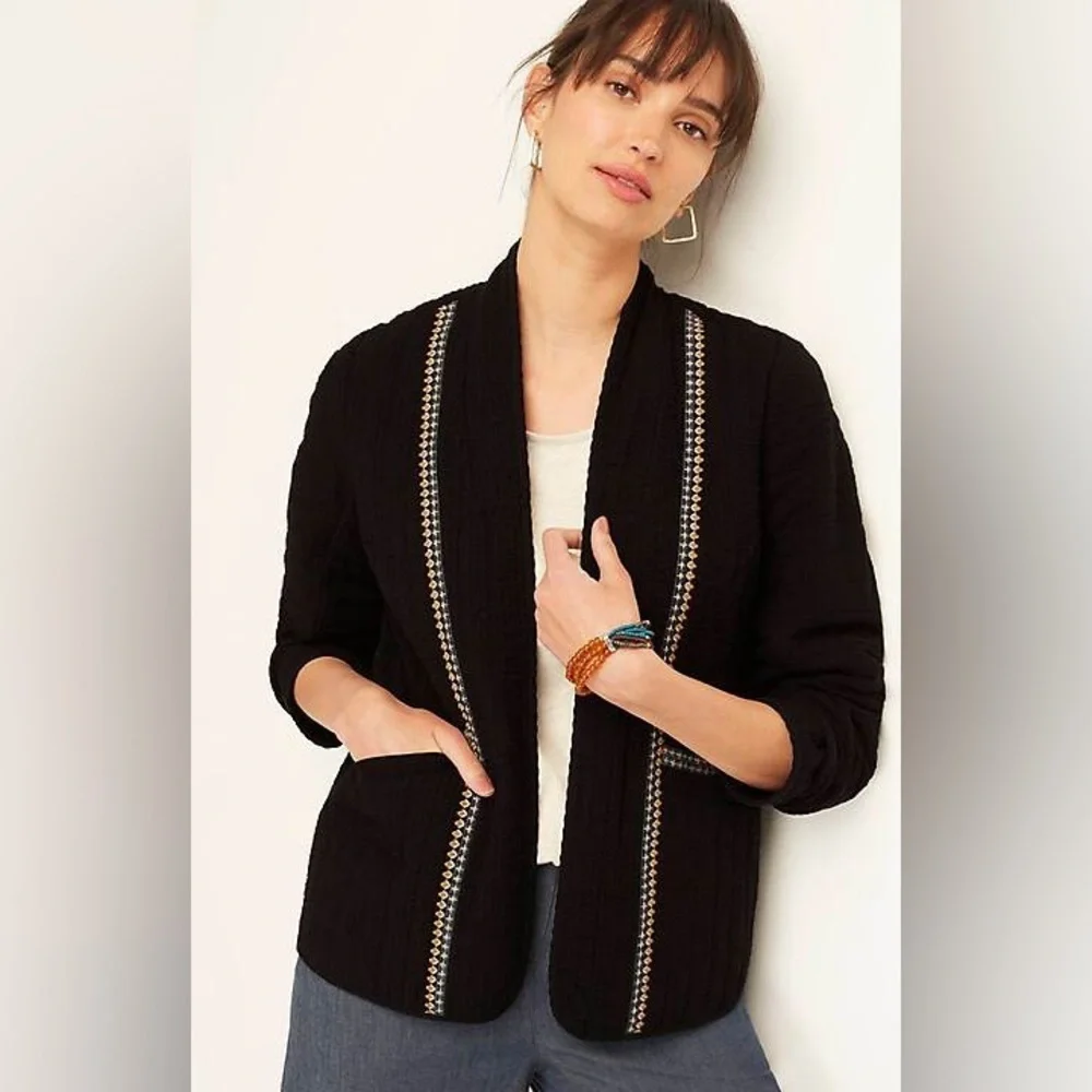 Pure Jill x J.Jill Seersucker Quilted Barn Coat Jacket XL